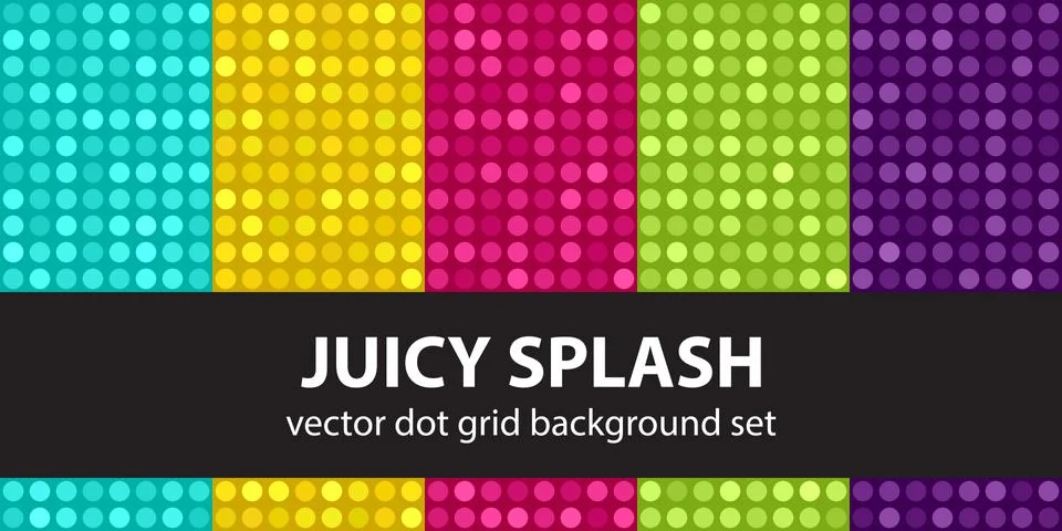 Polka dot pattern set "Juicy Splash". Vector seamless dot backgrounds Stock Illustration