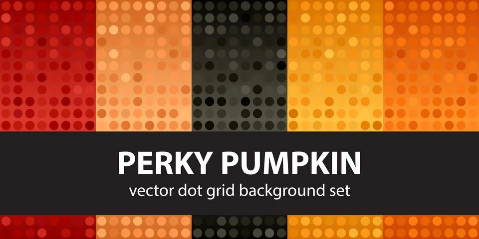 Polka dot pattern set Perky Pumpkin. Vector seamless geometric dot background Stock Illustration