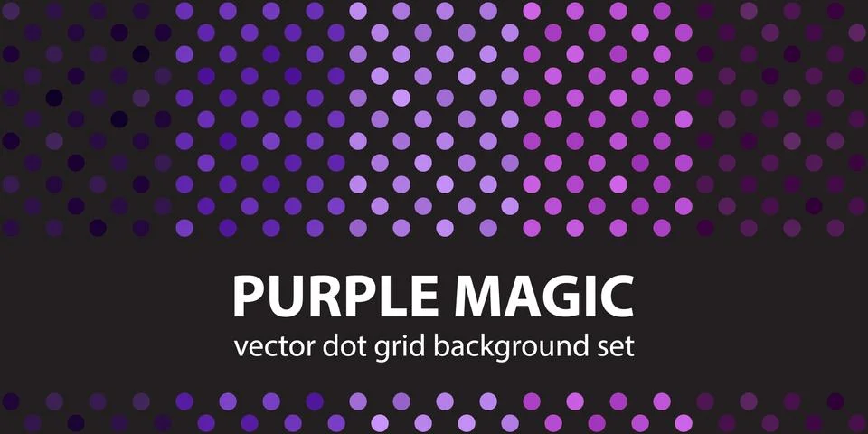 Polka dot pattern set "Purple Magic". Vector seamless geometric dot backgroun Illustrazione stock