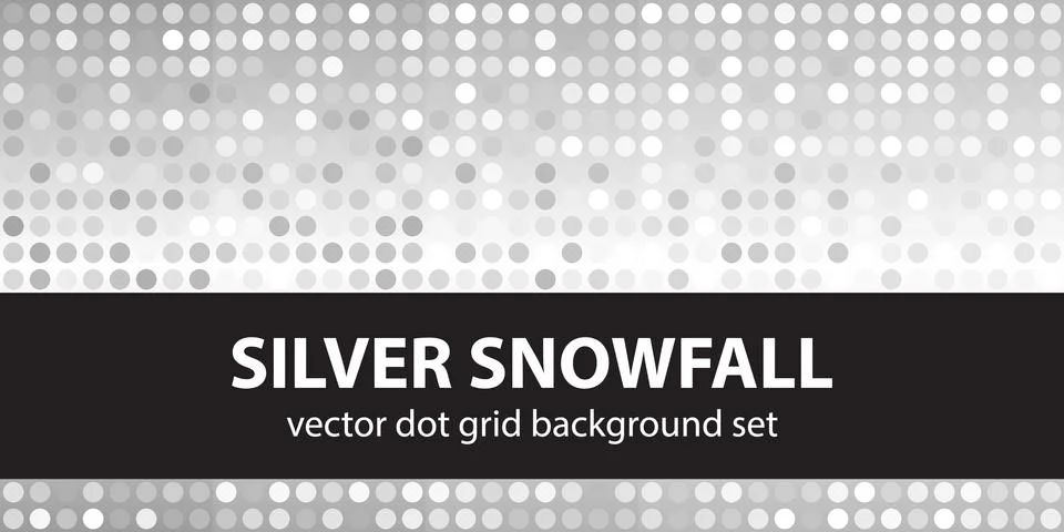 Polka dot pattern set "Silver Snowfall". Vector seamless geometric dot backgr Stock Illustration
