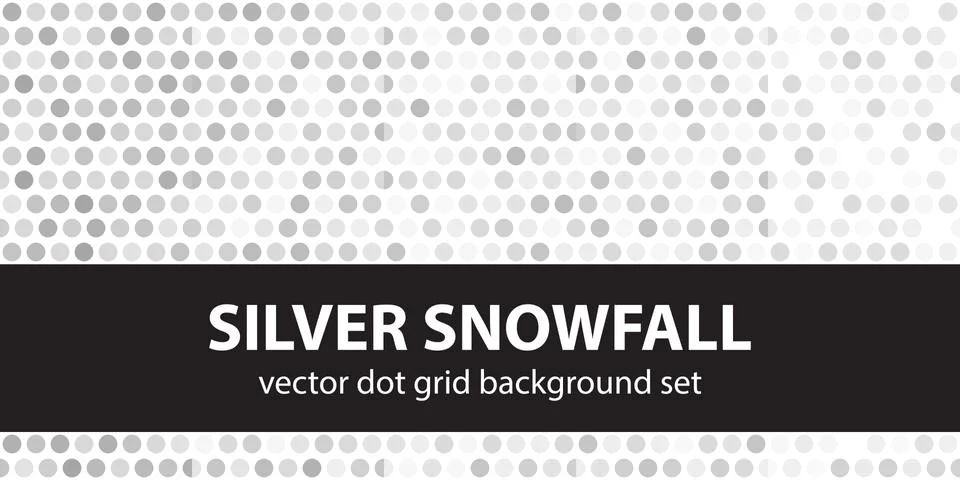 Polka dot pattern set Silver Snowfall. Vector seamless geometric dot backgrou Stock Illustration