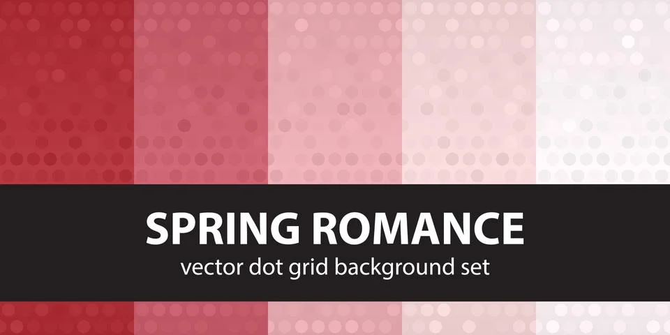 Polka dot pattern set Spring Romance. Vector seamless geometric dot backgroun 스톡 일러스트