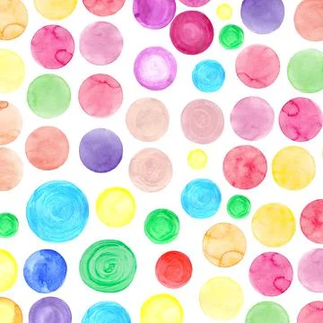 Polka dot pattern. Watercolor rainbow colored confetti イラスト素材