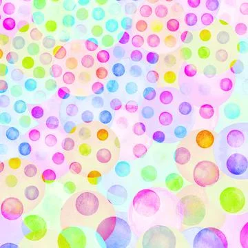 Polka dot pattern. Watercolor rainbow colored confetti イラスト素材