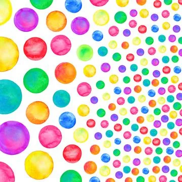 Polka dot pattern. Watercolor rainbow colored confetti イラスト素材