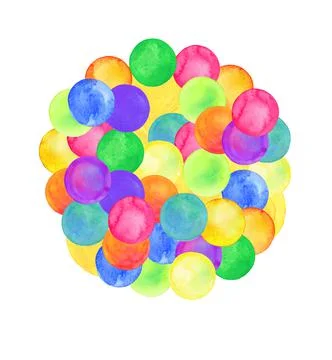 Polka dot pattern. Watercolor rainbow colored confetti イラスト素材