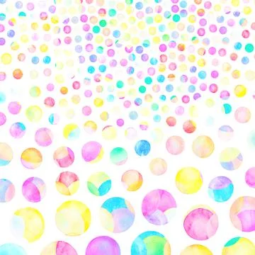 Polka dot pattern. Watercolor rainbow colored confetti イラスト素材