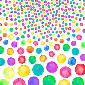 Polka dot pattern. Watercolor rainbow colored confetti イラスト素材