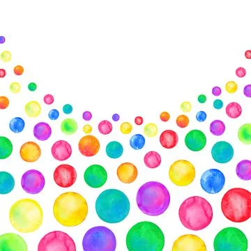 Polka dot pattern. Watercolor rainbow colored confetti Stock Illustration