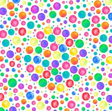 Polka dot pattern. Watercolor rainbow colored confetti イラスト素材