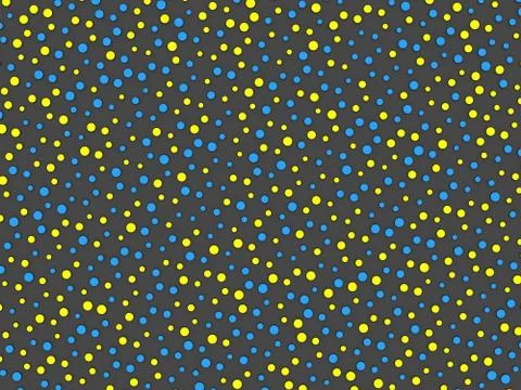 Polka dot pattern with yellow and blue circles Stock Illustration
