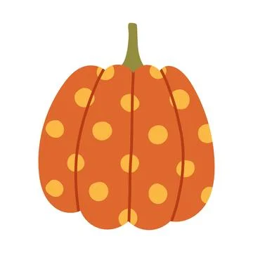 Polka dot patterned orange pumpkin vector illustration isolated on white. Ideal Stock Illustration