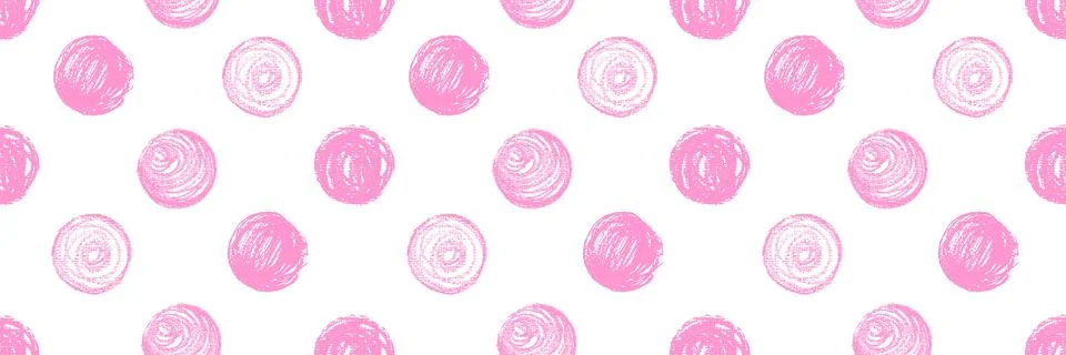 Polka dot quirky seamless pattern of squiggly circles in pastel pink color Stock Illustration