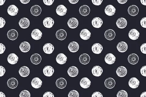 Polka dot quirky seamless pattern of squiggly pastel circles in white color Stock Illustration