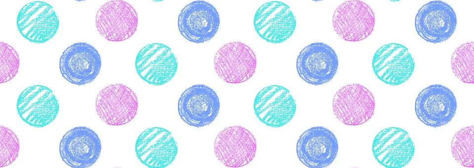 Polka dot quirky seamless pattern of squiggly circles in pastel blue color. Kids Stock Illustration