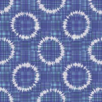 Polka dot ring tie dye seamless pattern. Hand dyed effect wax batik style all Stock Illustration