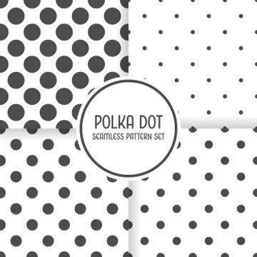 Polka dot seamless pattern background set. Black and white vector illustration Illustrazione stock