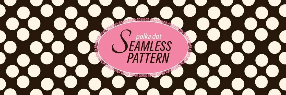Polka dot seamless pattern with bold geometry. Large cream circles rest on deep Stock Illustration