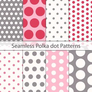 Polka dot seamless pattern cheerful set. Cute abstract simple background Illustrazione stock