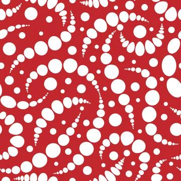 Polka dot seamless pattern. Geometric round peas of different sizes on red Stock Illustration