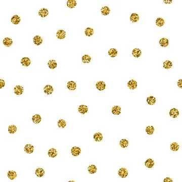 Polka dot seamless pattern with gold glitter spot. Vector chaotic golden texture Stock Illustration