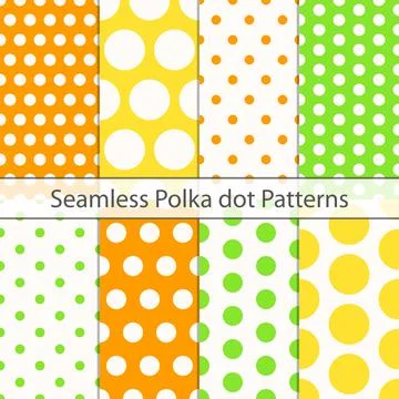 Polka dot seamless pattern set. Cute abstract simple background Stock Illustration