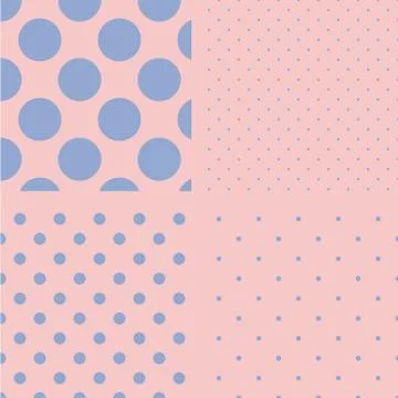 Polka dot set. Seamless pattern. Vector illustration. Rose quartz and serenit Illustrazione stock
