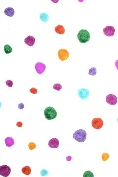 Polka Dot Spotty Circle Spots In Childlike Felt Tip Pen Rainbow Background Stock Photos