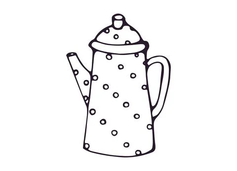Polka Dot Teapot Hand Drawn Doodle Clipart Illustrazione stock