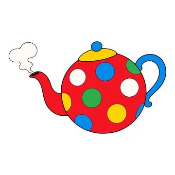 Polka Dot Teapot with Steam Stock Illustration