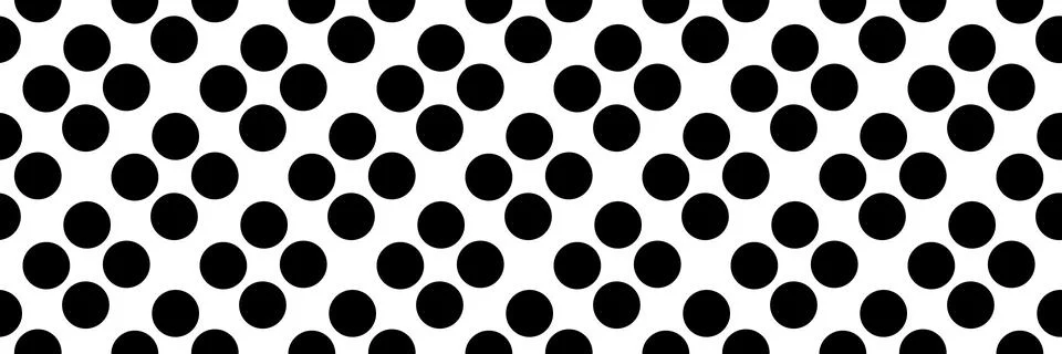 Polka dot texture of big black circles in a regular grid. Even dots repeat in Illustrazione stock