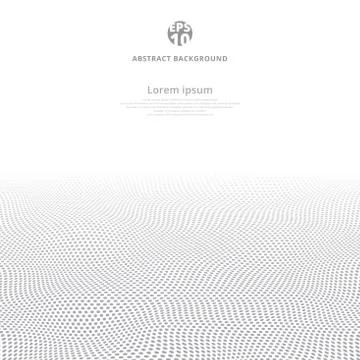 Polka dot wave gray pattern texture perspective on white background with copy Stock Illustration