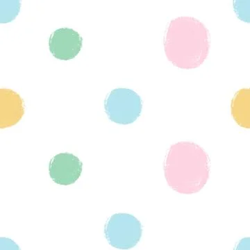 Polka dots abstract seamless pattern couache drawn. Circular spots allover Stock Illustration