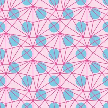 Polka dots and pink net seamless vector pattern Stock Illustration