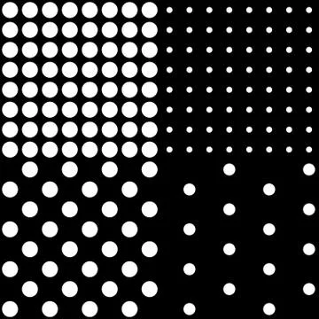 Polka dots black white pattern set Stock Illustration