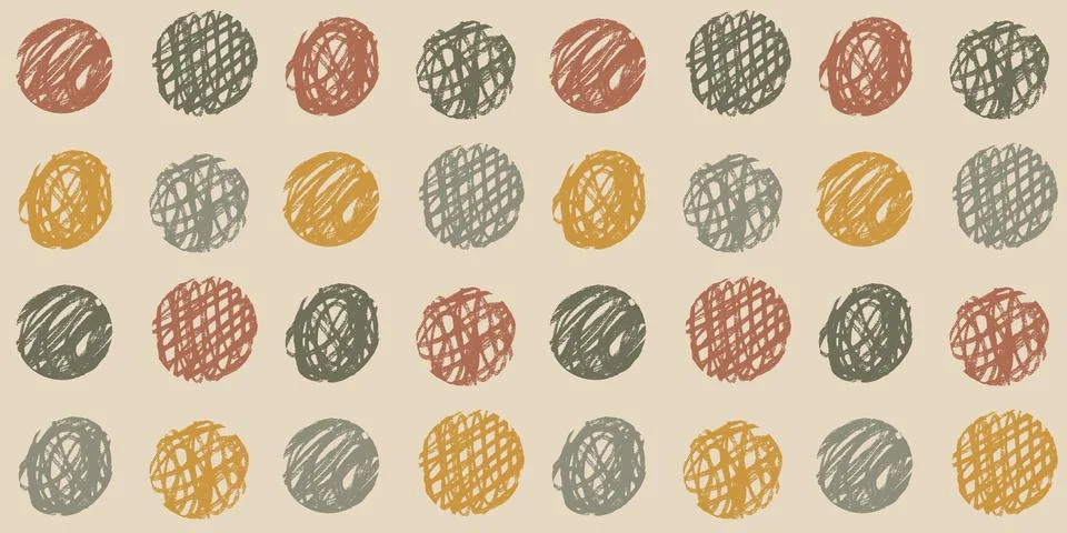 Polka dots boho seamless pattern. Crayon organic endless background. Calm simple Illustrazione stock