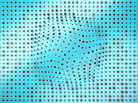 Polka dots pattern with black circles and bump on blue Stock Illustration