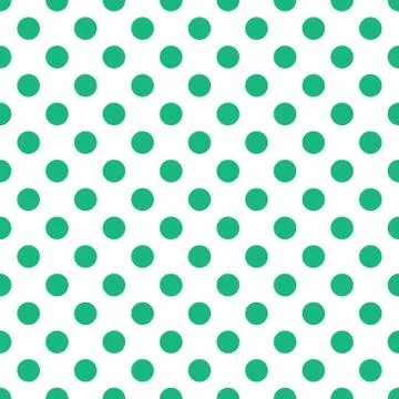 Polka dots pattern vector. Green on white. Stock Illustration