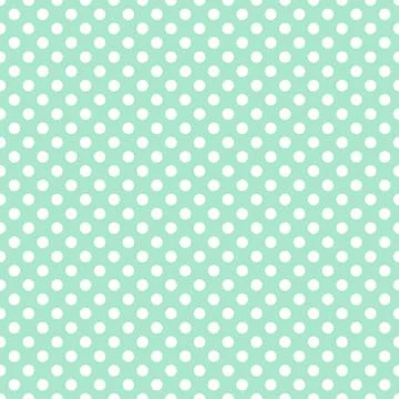 Polka dots pattern vector. White on mint green. Illustrazione stock