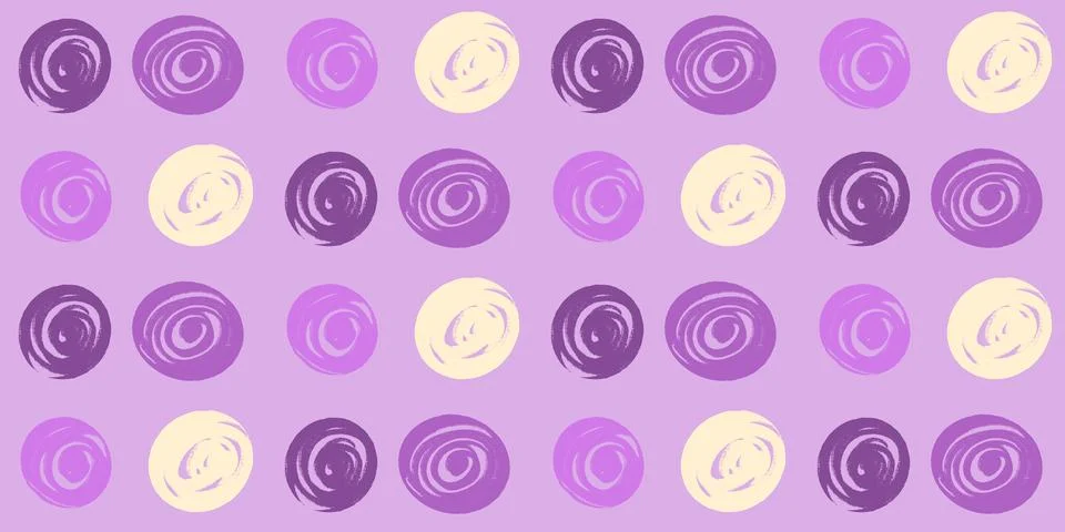 Polka dots purple seamless pattern. Crayon kids endless background. Naive simple Illustrazione stock