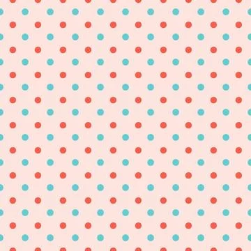 Polka dots, red and blue round shapes seamless Christmas pattern イラスト素材