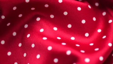 Polka dots red satin background, red with white silk backdrop. Closeup view 스톡 동영상 338285544