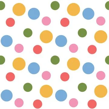 Polka dots seamless pattern. Circle confetti endless background. Birthday round Stock Illustration