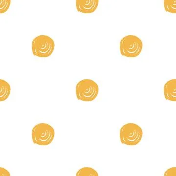 Polka dots seamless pattern crayon drawn. Circle confetti endless background. Stock Illustration