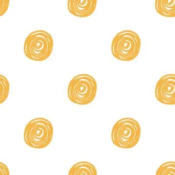 Polka dots seamless pattern crayon drawn. Circles endless background. Round Illustrazione stock