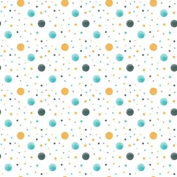 Polka dots Seamless pattern, dotted fabric texture colorful on white retro style Stock Illustration