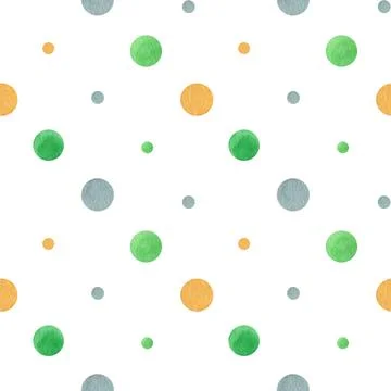 Polka dots Seamless pattern, dotted watercolor fabric texture colorful on white Stock Illustration