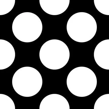 Polka dots seamless pattern. Large white dots on a black background. Stock Illustration