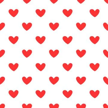 Polka dots seamless pattern with red hearts. Valentines day background. Vecto Stock Illustration