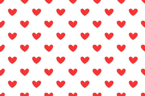 Polka dots seamless pattern with red hearts. Valentines day background. Vecto Stock Illustration